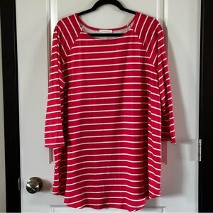 Reborn J Coral & White Striped Tunic Blouse| NWOT| Size 2XL